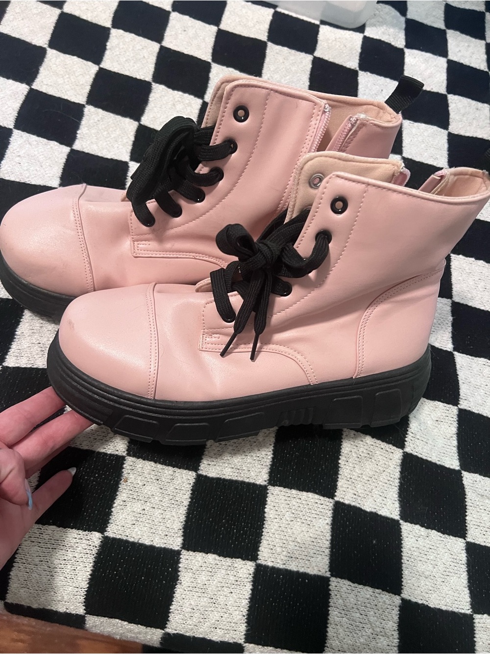 Nasty Gal Pink Platform Lace-Up Boots